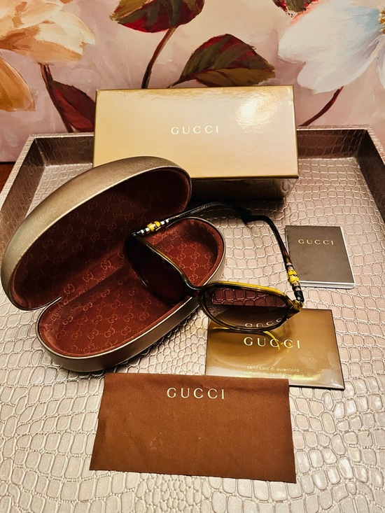 Gucci Accessories - Gucci Havana Bamboo Tortoiseshell Gradient Brown/Green Women’s Sunglasses (EUC)